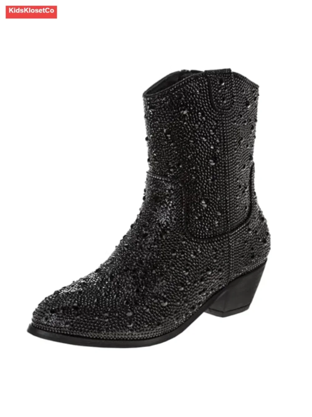 Badgley Mischka Sparkly Cowgirl Boots for Girls, Low Heel Rhinestone Party Boots